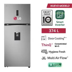 LG - Refrigeradora Top Freezer 374L VT38SPYC SDispensador Plateada