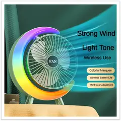 GENERICO - Ventilador de escritorio con luces RGB recargable