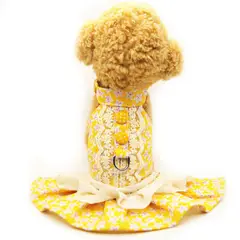 GENERICO - VESTIDO DE MASCOTA ESTAMPADO CON TUL Y ENCAJE + JALADOR TALLA M