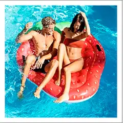 GENERICO - FLOTADOR DE ISLA INFLABLE DIVERTIDO CON DISEÑO DE FRESA