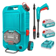 TOTAL TOOLS - Hidrolavadora 4L/min 15Litros 80bar + 2 Baterias y Cargador 40v Total