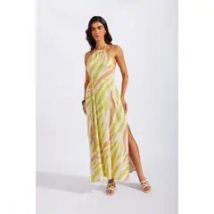 LUVARO - Vestido Lino Cuello Halter