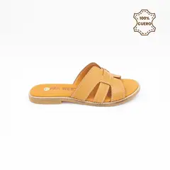 FAR WEST - Sandalias Chatas Mujer Bella-2602 Cuero Camel