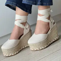 GENERICO - ALPARGATA PARA MUJER TACO 9 LUCIA COLOR HUESO