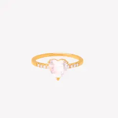 ALDO & CO - Anillo oro amarillo de 18K con cuarzo corazón con brillantes laterales