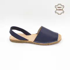FAR WEST - Sandalias Menorquinas Mujer Cuero Azul