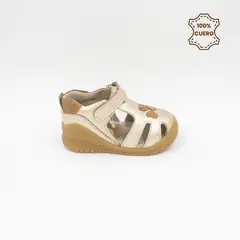 FAR WEST - Sandalias Niña Antonella Cuero Dorado