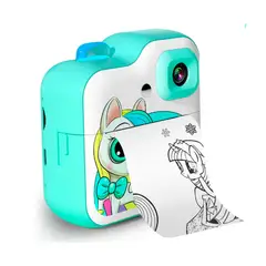 GENERICO - Cámara Digital Infantil Diseño Unicornio con 3 Rollos Celeste