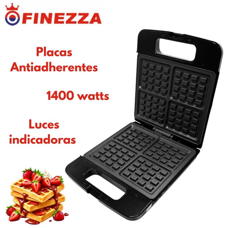 Waflera FZ- 827WF4 4 piezas Antiadherente 1400 Watts Negro