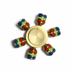 GENERICO - Spinner Metálico Antiestrés Dorado con Contrapesos de Colores Giro Suave y Preciso