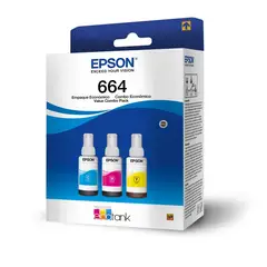 EPSON - Pack de 3 botellas de tinta Cyan/Magenta/Amarilla T664