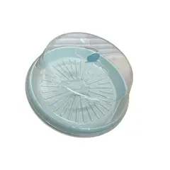 GENERICO - Porta torta plástico base para kekes circular con tapa Celeste