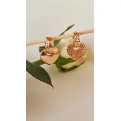 GENERICO - Aretes Argollas Reversibles 3 en 1 Enchapadas en Oro 18K