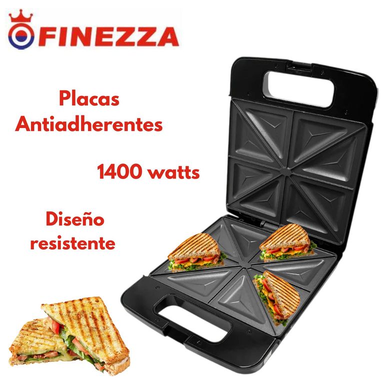 Sandwichera Eléctrica Fz-825WS4 4 Piezas 1400 Watts Negro