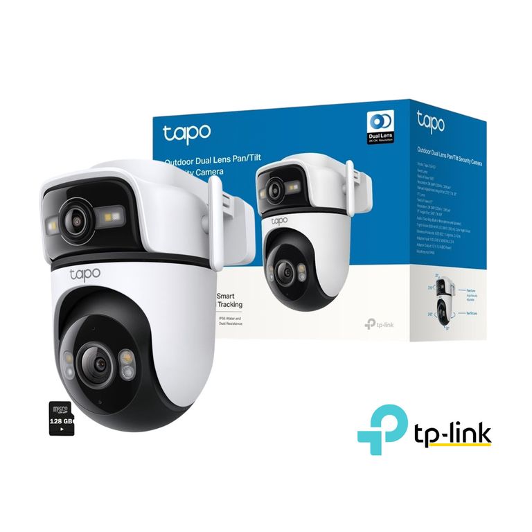 Tapo C545D 2K 3MP Cámara Seguridad Doble lente Detección IA Vehículos Visión Noche 128GB