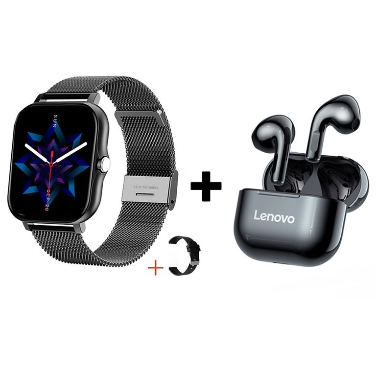 Audífonos Bluetooth LP40 y Reloj Inteligente Y13 - Negro