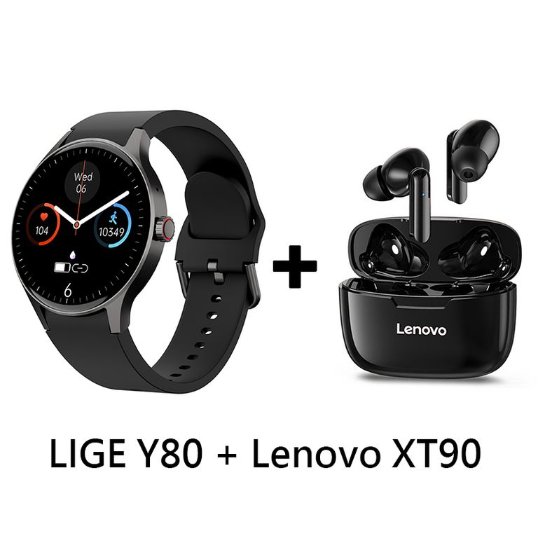 Audífonos Bluetooth XT90 y Smartwatch Y80 reloj inteligente