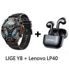 LENOVO - Audífonos Bluetooth LP40 y Smartwatch Y8 reloj inteligente