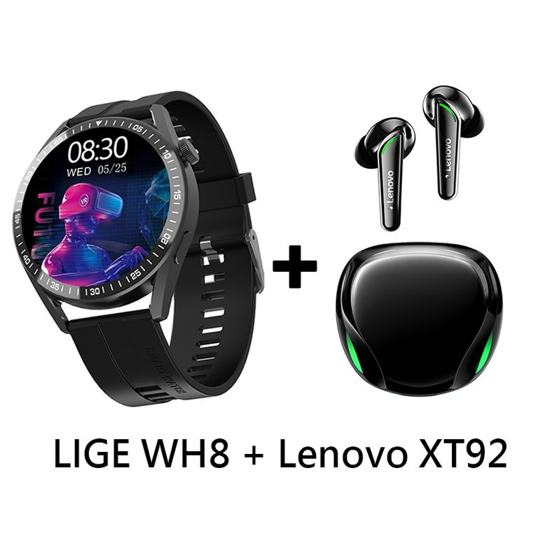 Audífonos Bluetooth XT92 y Smartwatch WH8 reloj inteligente