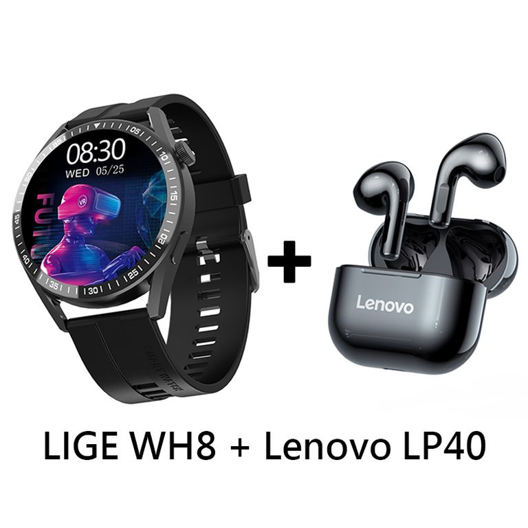 Audífonos Bluetooth LP40 y Smartwatch WH8 reloj inteligente