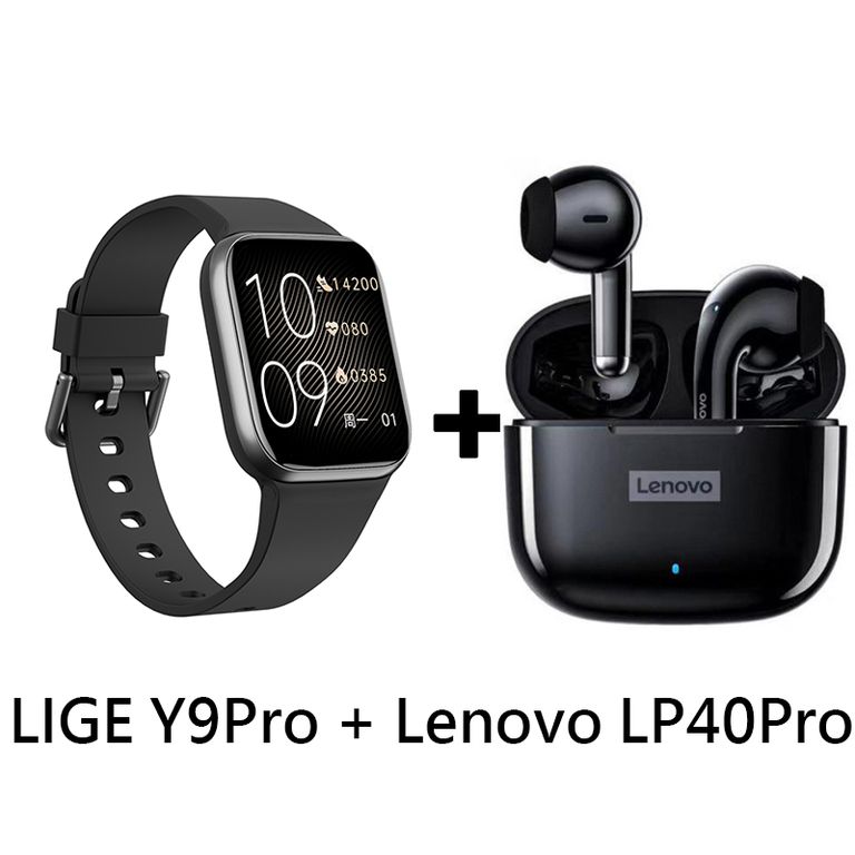 Audífonos Bluetooth LP40 PRO y Reloj Inteligente Y9PRO