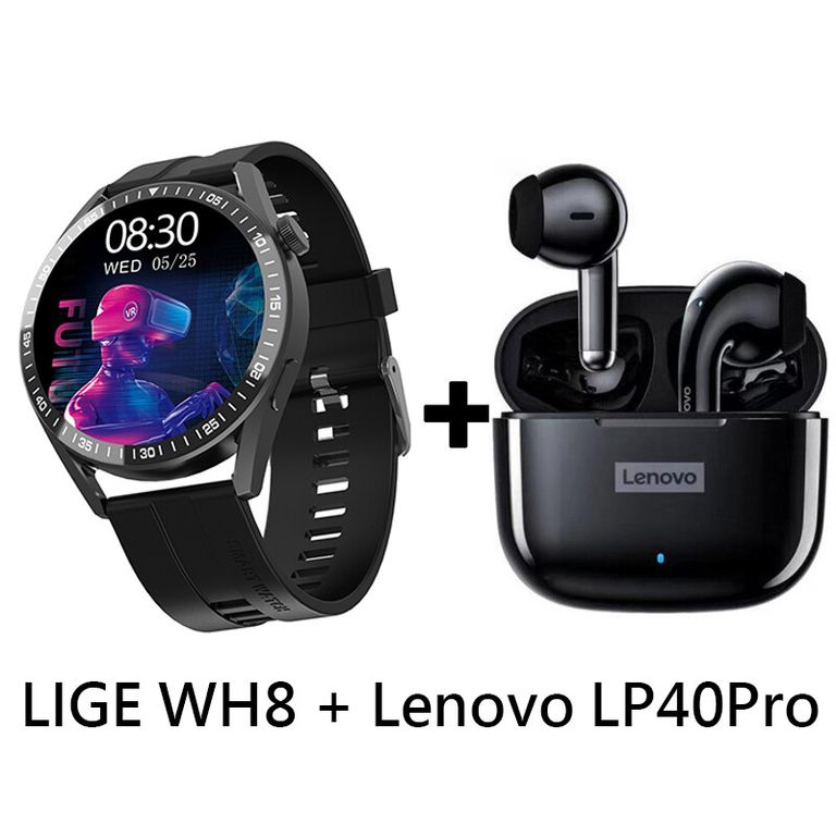 Audífonos Bluetooth LP40 PRO y Reloj Inteligente WH8