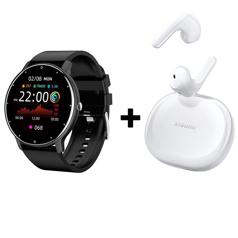 Audífonos Bluetooth Air 3 SE y Reloj Inteligente ZL02 - Negro