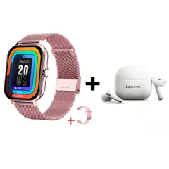 LENOVO - Audífonos Bluetooth LP40 y Reloj Inteligente Y13 - Rosa