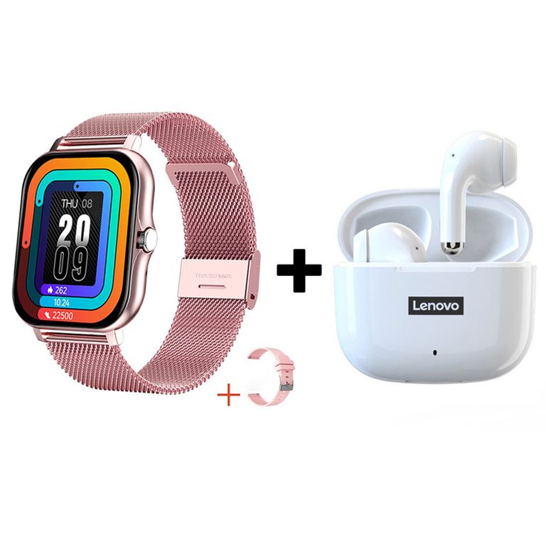 Audífonos Bluetooth LP40 PRO y Reloj Inteligente Y13 - Rosa
