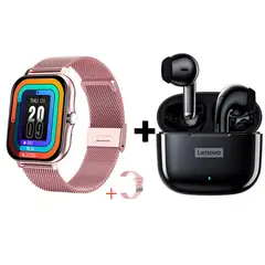 LENOVO - Audífonos Bluetooth LP40 PRO y Reloj Inteligente Y13 - Rosa