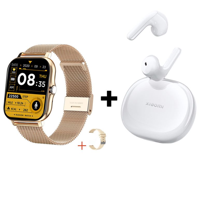 Audífonos Bluetooth Air 3 SE y Reloj Inteligente Y13 - Dorado