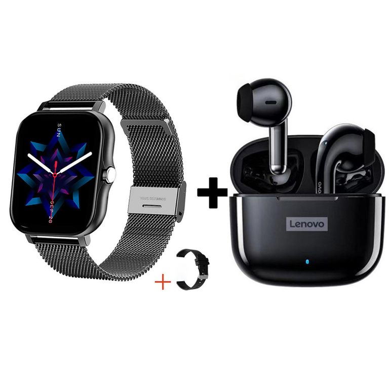Audífonos Bluetooth LP40 PRO y Reloj Inteligente Y13 - Negro