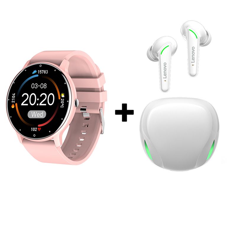 Audífonos Bluetooth XT92 y Reloj Inteligente ZL02 - Rosa