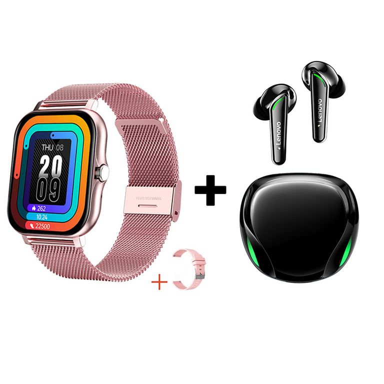 Audífonos Bluetooth XT92 y Reloj Inteligente Y13 - Rosa
