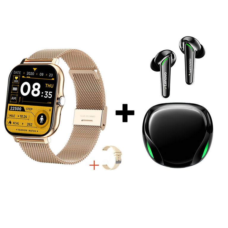 Audífonos Bluetooth XT92 y Reloj Inteligente Y13 - Dorado