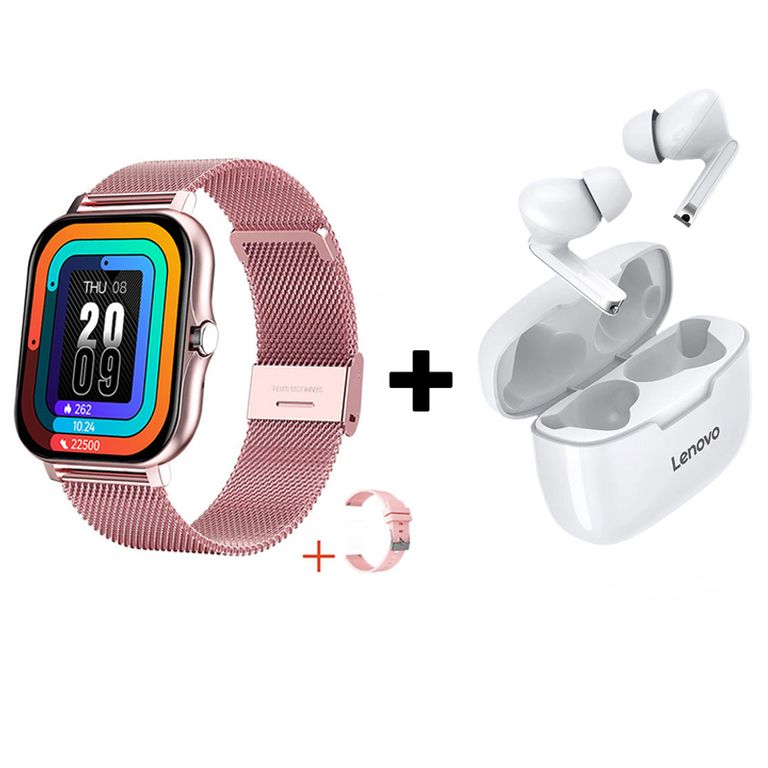 Audífonos Bluetooth XT90 y Reloj Inteligente Y13 - Rosa