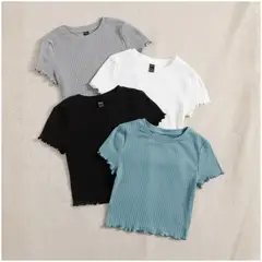 ROSUE - Polos Basicos top básico Rib Pack x4