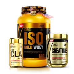 LEVEL PRO - Iso Gold Whey 1.1 kg - Vainilla + Creatina 250 g + CLA 1000 60 cápsulas