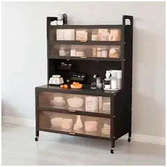 GENERICO - Estante de cocina de 6 pisos negro 180 cm