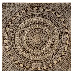 GENERICO - Mandala Manta Sabana Multiusos para Playa TSol y Mar de Algodón - Fondo Beige