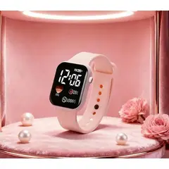 MORITA BAG STORE - RELOJ DIGITAL CON PULSERA DE DIJE DE CORAZON COLOR ROSADO