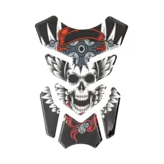 GENERICO - PROTECTOR PARA TANQUE GASOLINA DISEÑO CALAVERA CON PLUMAS 4 PCS