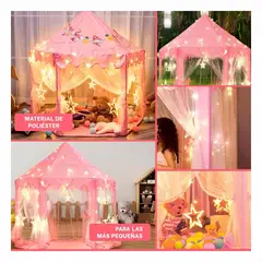 GENERICO - Carpa Castillo de Luces LED MG-LZ813 Grande 140x135 Rosado