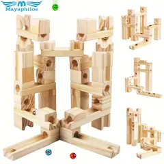GENERICO - Multicircuito de Madera Didáctico Canicas de 60 pcs