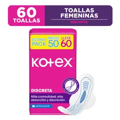 GENERICO - Toalla Femenina Kotex Discreta Ultrafina Tela x60 UN