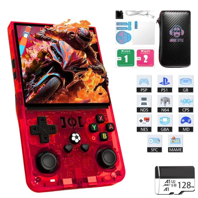 Consola R36 Max Portatil 128GB 3500mAh Rojo