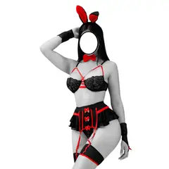 GENERICO - DISFRAZ CONEJITA SEXY PORTALIGAS DE ENCAJE CON LIGUEROS