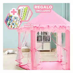 GENERICO - Tienda de Campaña Infantil MG-H812 Tipi Mosquitero Rosado Y+Papel Regalo