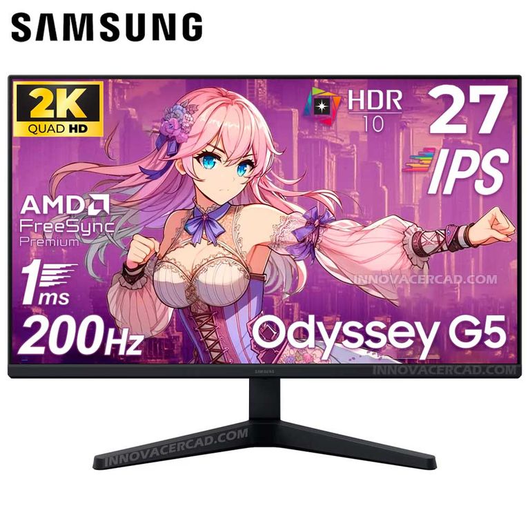 Monitor Gaming Odyssey G5 LS27FG530ELXPE de 27 QHD 200Hz 1Ms IPS HDR10 FreeSync Premium