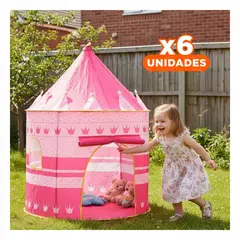 GENERICO - Pack6 Carpa Tipi Plegable MG-LZ801 Uso Interior Rosado Y+Regalo Sticker